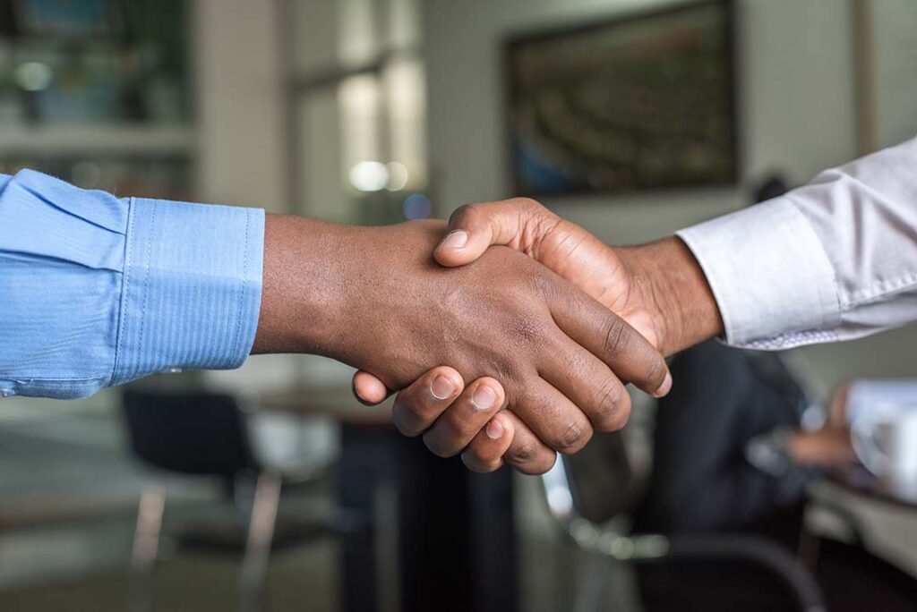 good handshake in the office